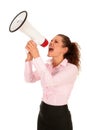 Businesswoman Shouting Through Megaphone Royalty Free Stock Photo