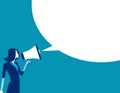 Businesswoman shouting in megaphone. Concept business vector ill