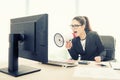 Businesswoman shouting in megaphone Royalty Free Stock Photo