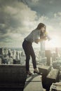 Businesswoman shouting with megaphone Royalty Free Stock Photo