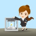 Businesswoman show 3D printer