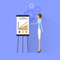 Businesswoman show graph flat design vector