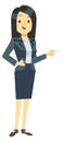 Businesswoman showing something. Working female cartoon character