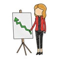 Businesswoman showing statistics scribble