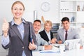 Businesswoman showing thumbs up Royalty Free Stock Photo