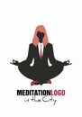 Businesswoman silhouette doing meditation.