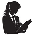 Businesswoman Silhouette Taking Notes Vector Graphic Illustration Royalty Free Stock Photo