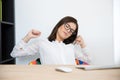 Businesswoman sitting at her workplace Royalty Free Stock Photo