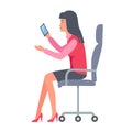 Businesswoman Sitting and Holding Mobile Phone