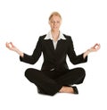 Businesswoman sitting in lotus flower position Royalty Free Stock Photo