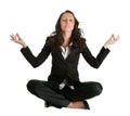 Businesswoman sitting in lotus flower position Royalty Free Stock Photo