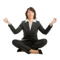 Businesswoman sitting in lotus position Royalty Free Stock Photo