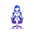 Businesswoman Sitting in an Office Chair. Minimalist Flat Icon