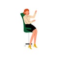 Businesswoman Sitting in Office Chair, Secretary, Personal Assistant, Professional Young Woman Working in Office Vector Royalty Free Stock Photo