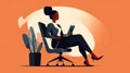 businesswoman sitting on an office chair and working on a laptop Royalty Free Stock Photo