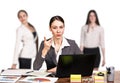 Businesswoman sitting at the table and thinking Royalty Free Stock Photo