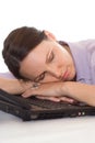Businesswoman sleeping on the laptop Royalty Free Stock Photo
