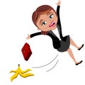 Businesswoman Slipping Banana Peel