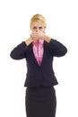 Businesswoman in the Speak No Evil pose Royalty Free Stock Photo
