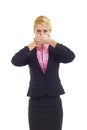 Businesswoman in the Speak No Evil pose Royalty Free Stock Photo