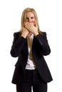 Businesswoman in the Speak No Evil pose Royalty Free Stock Photo