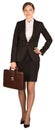 Businesswoman stand holding briefcase in his hand