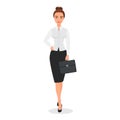 Businesswoman standing with briefcase, lady business leader smiling Royalty Free Stock Photo