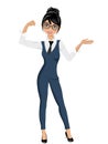 Businesswoman standing confident pose presenting showing biceps isolated Royalty Free Stock Photo