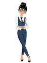 Businesswoman standing crossed arms and ankles in confident pose isolated Royalty Free Stock Photo