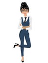 Businesswoman standing crossed arms backheel in confident pose isolated Royalty Free Stock Photo