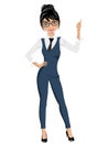 Businesswoman standing finger up pose presenting or indicating isolated Royalty Free Stock Photo