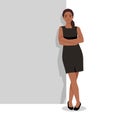 Businesswoman standing and lean against wall, thinking something about new business company Royalty Free Stock Photo