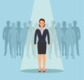 Businesswoman standing in spotlight Royalty Free Stock Photo