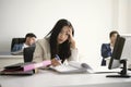 Businesswoman stressed and unhappy for work in the office.