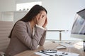 Businesswoman stressing out at workplace in office Royalty Free Stock Photo