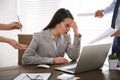 Businesswoman stressing out at workplace in office