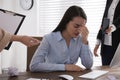 Businesswoman stressing out at workplace in office Royalty Free Stock Photo