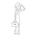 Businesswoman successful cartoon in black and white