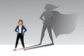 Businesswoman Superhero concept. Emancipation, Ambition, Success. Leadership Career Concept. Creative Modern Business Superhero. Royalty Free Stock Photo