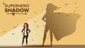 Businesswoman Superhero Shadow Vector. Emancipation, Ambition, Success. Leadership Concept. Creative Modern Business Royalty Free Stock Photo