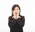 Businesswoman surprised or scared expression Royalty Free Stock Photo