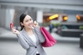 Businesswoman take a credit card Royalty Free Stock Photo