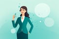 businesswoman taking character design, bubble speech,flat style, Generated AI