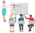 Businesswoman teacher giving employee people business lecture or presentation at conference hall Royalty Free Stock Photo