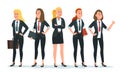 Businesswoman team. Female office workers or colleagues group in formal clothing with notebook and briefcase