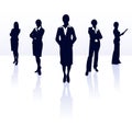 Businesswoman team working silhouette sihlouettes business woman person briefcase standing worker vector people meeting isolated Royalty Free Stock Photo