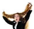 Businesswoman tearing her hair