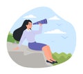 Businesswoman with telescope