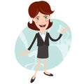 Businesswoman telling and showing something. Flat style Royalty Free Stock Photo