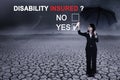 Businesswoman with text of disability insured